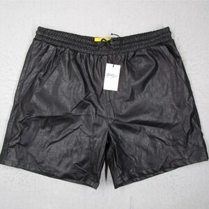 Maison Article Black Faux Leather Shorts Mens 2XL MALTS01 Mesh Line